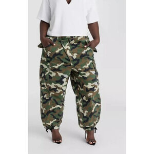 KBB by Kahlana The Cargo Jogger Mid Rise Straight Leg Classic Camo Pants 1X